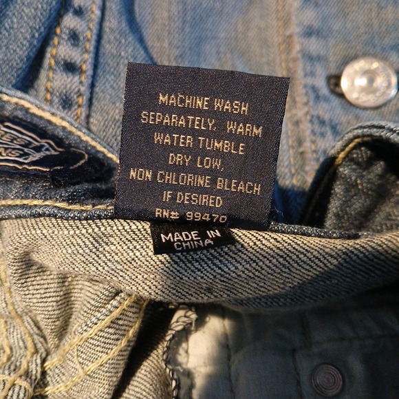 Crest Jeans Women's Blue Denim Med Wash Distressed Flare Leg Sz 17-18, 38‎ X 30 - Picture 8 of 8